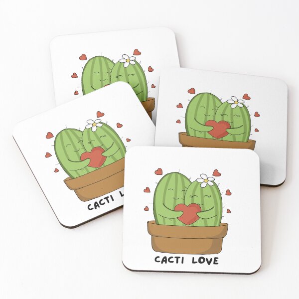 Item preview, Cute hand drawn hugging cactus couple with hearts designed and sold by Sanaura.