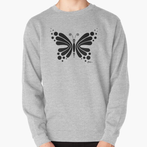 Hypnotic Butterfly B&W - Shee Vector Shape Pullover Sweatshirt