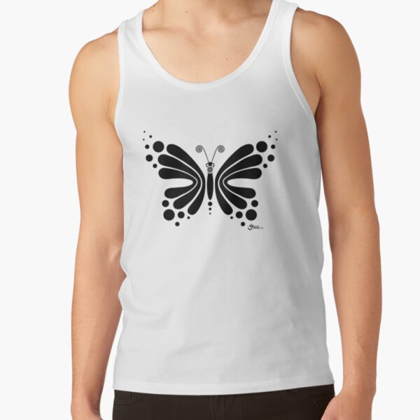 Hypnotic Butterfly B&W - Shee Vector Shape Tank Top
