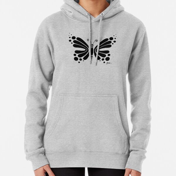 Hypnotic Butterfly B&W - Shee Vector Shape Pullover Hoodie