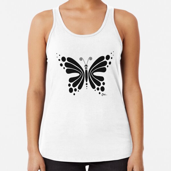 Hypnotic Butterfly B&W - Shee Vector Shape Racerback Tank Top