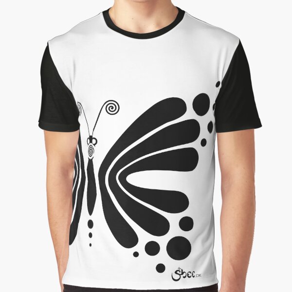 Hypnotic Butterfly B&W - Shee Vector Shape Graphic T-Shirt