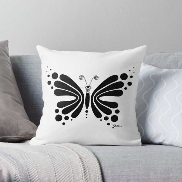 Hypnotic Butterfly B&W - Shee Vector Shape Throw Pillow