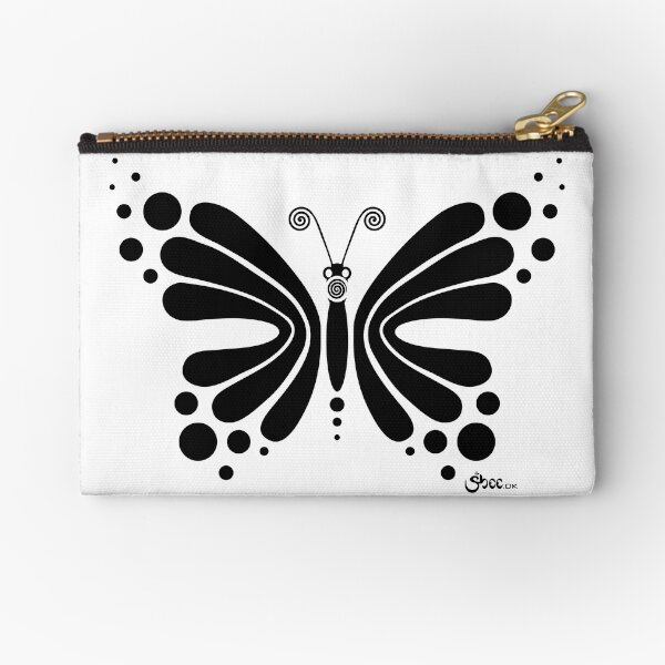 Hypnotic Butterfly B&W - Shee Vector Shape Zipper Pouch