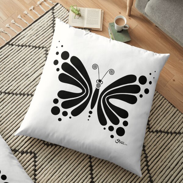 Hypnotic Butterfly B&W - Shee Vector Shape Floor Pillow