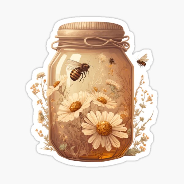 Item preview, Cottagecore Flowery Honey Jar designed and sold by TheSeraphic.