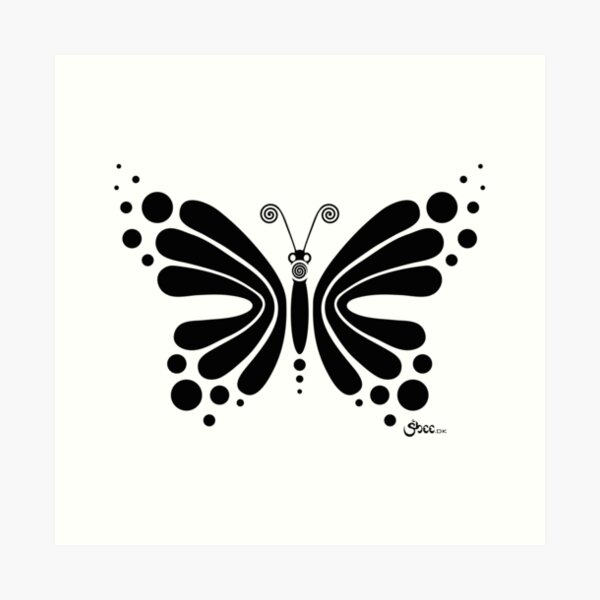 Hypnotic Butterfly B&W - Shee Vector Shape Art Print