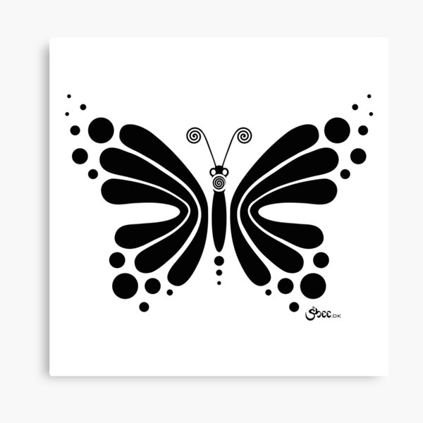 Hypnotic Butterfly B&W - Shee Vector Shape Canvas Print