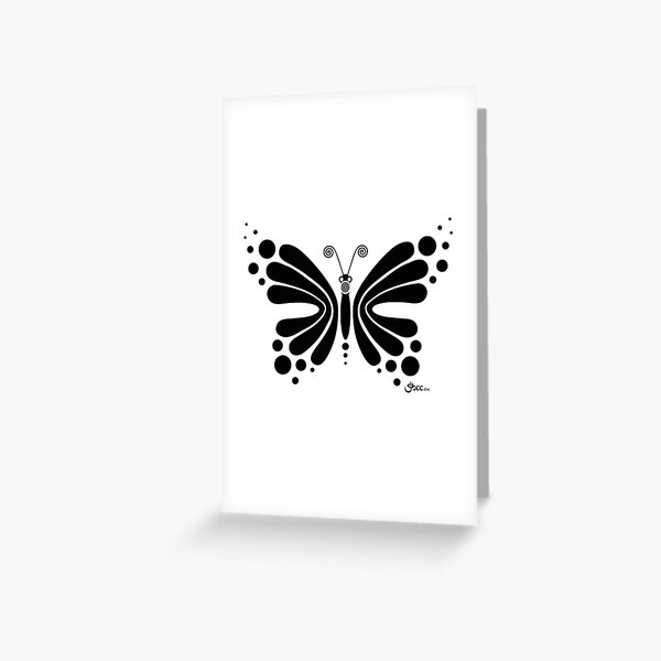 Hypnotic Butterfly B&W - Shee Vector Shape Greeting Card