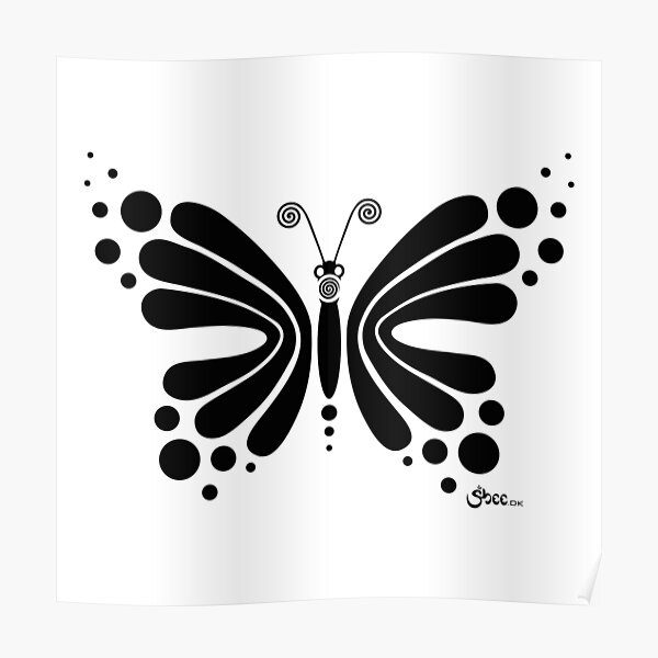Hypnotic Butterfly B&W - Shee Vector Shape Poster