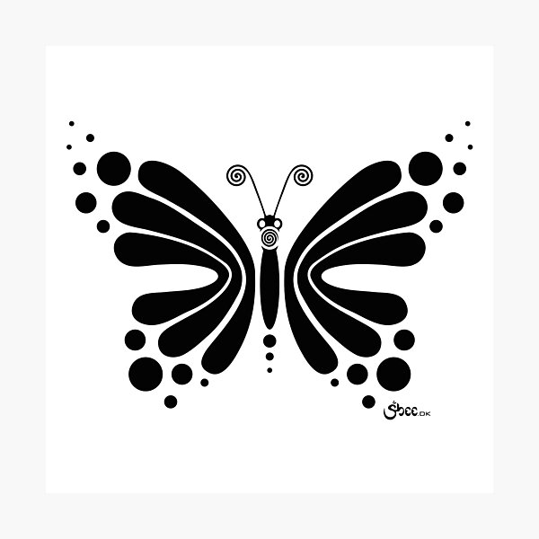 Hypnotic Butterfly B&W - Shee Vector Shape Photographic Print