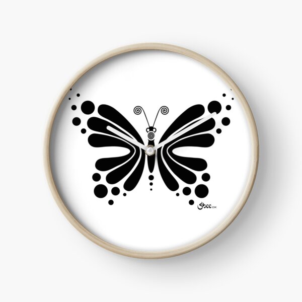 Hypnotic Butterfly B&W - Shee Vector Shape Clock