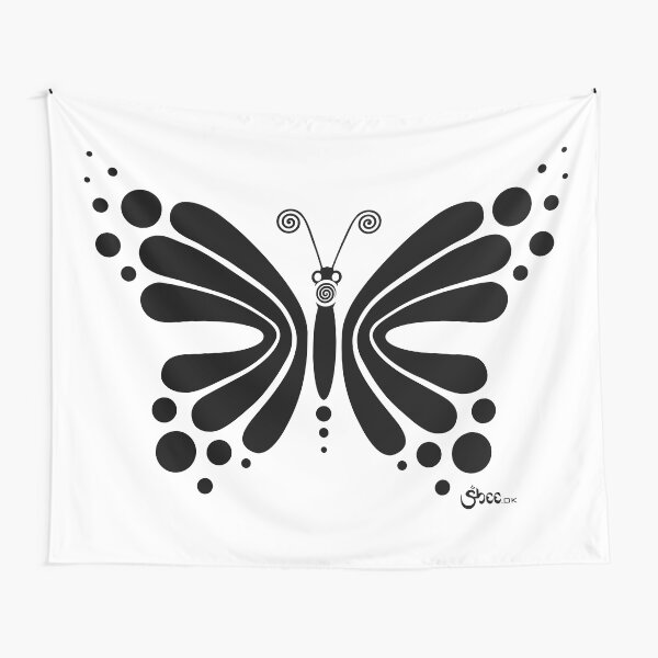 Hypnotic Butterfly B&W - Shee Vector Shape Tapestry