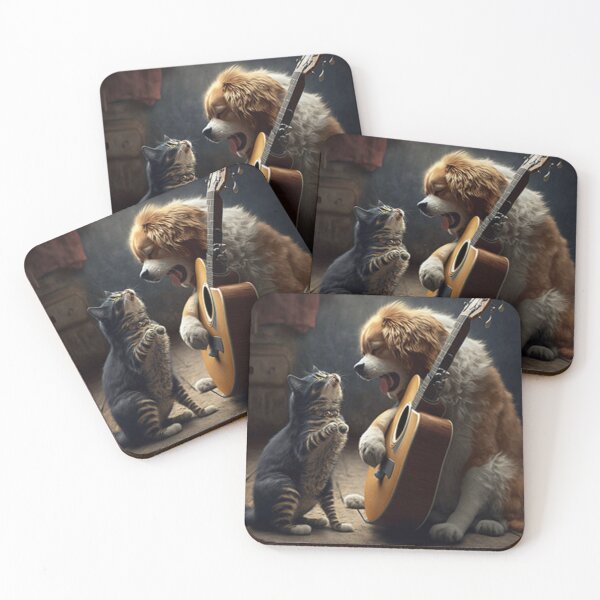 Item preview, dog playing guitar with cat designed and sold by KLSproduct.