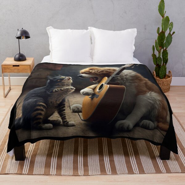 Item preview, dog playing guitar with cat designed and sold by KLSproduct.