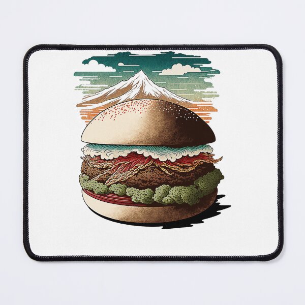 Item preview, Ukiyoe Burger: A Traditional Japanese Woodblock Print of a Hamburger in the Ukiyoe Style. designed and sold by BotTastic.