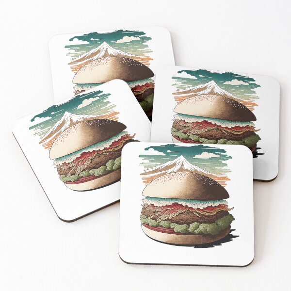 Item preview, Ukiyoe Burger: A Traditional Japanese Woodblock Print of a Hamburger in the Ukiyoe Style. designed and sold by BotTastic.