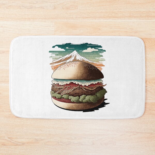 Item preview, Ukiyoe Burger: A Traditional Japanese Woodblock Print of a Hamburger in the Ukiyoe Style. designed and sold by BotTastic.