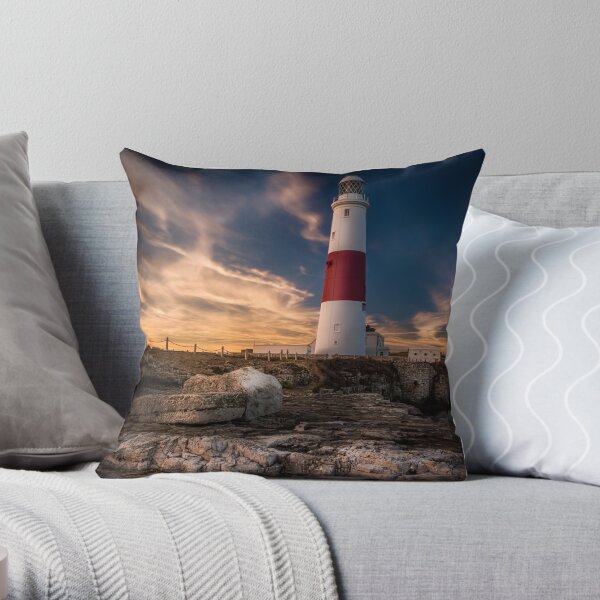Portland Bill Lighthouse Throw Pillow