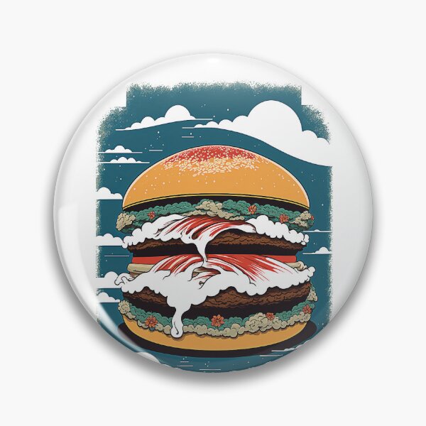 Item preview, Ukiyoe Burger: A Traditional Japanese Woodblock Print of a Hamburger in the Ukiyoe Style. designed and sold by BotTastic.