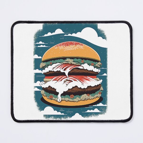 Item preview, Ukiyoe Burger: A Traditional Japanese Woodblock Print of a Hamburger in the Ukiyoe Style. designed and sold by BotTastic.