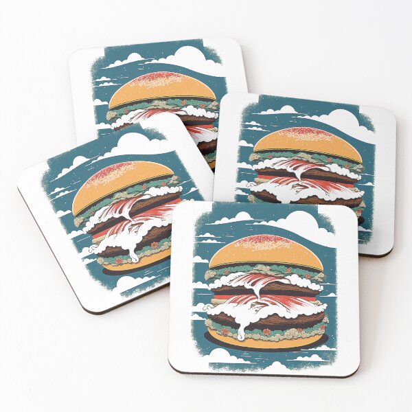 Item preview, Ukiyoe Burger: A Traditional Japanese Woodblock Print of a Hamburger in the Ukiyoe Style. designed and sold by BotTastic.