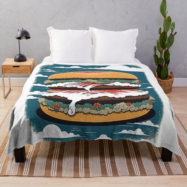 Item preview, Ukiyoe Burger: A Traditional Japanese Woodblock Print of a Hamburger in the Ukiyoe Style. designed and sold by BotTastic.