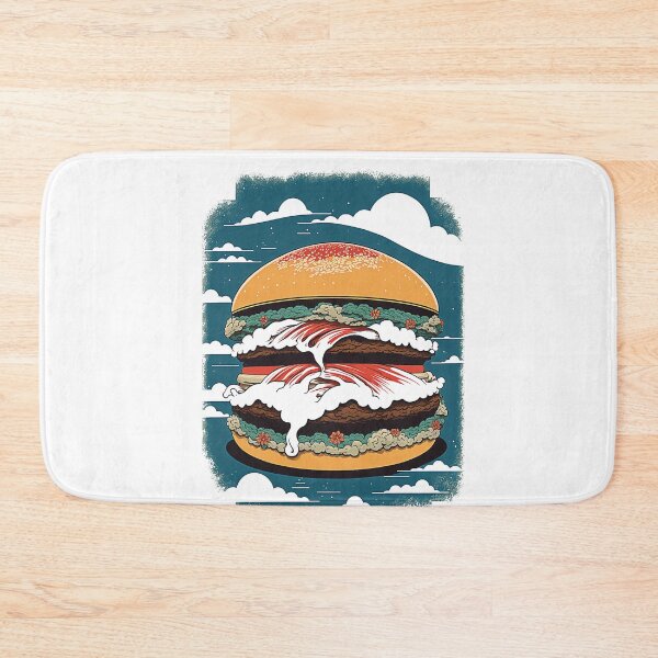 Item preview, Ukiyoe Burger: A Traditional Japanese Woodblock Print of a Hamburger in the Ukiyoe Style. designed and sold by BotTastic.