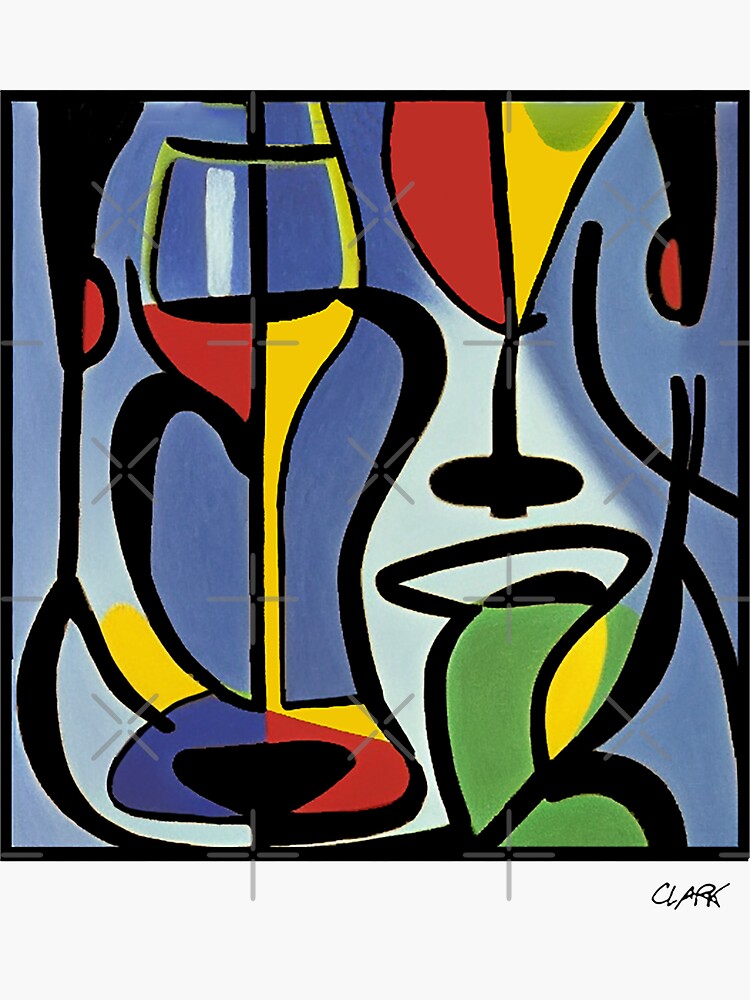 Abstract Martini Glasses Colorful- Original Print Design  Poster