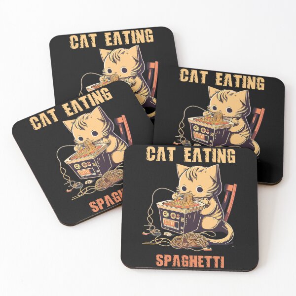 Item preview, Cat eating spaghetti designed and sold by Kuki-shop.