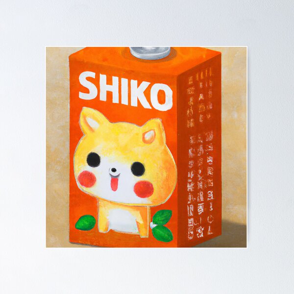 Item preview, Adorable orange juice drink with a logo of a shiba inu, funny oil painting designed and sold by funwaridigital.