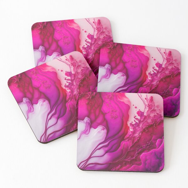 Item preview, Magenta and white liquid marble watercolor design designed and sold by venella.