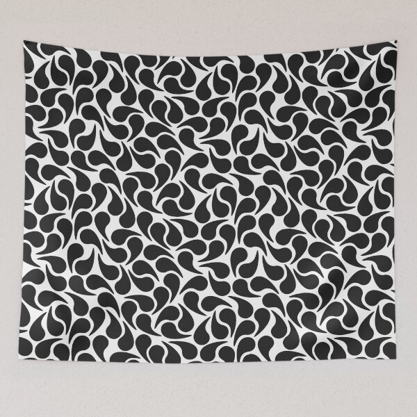 Item preview, Black on White Groovy Abstract Graphic Geometric Paisley Shape Mod Retro Bold designed and sold by victoriabdesign.