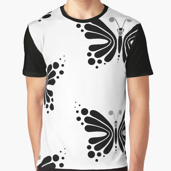 Hypnotic Butterfly B&W - Shee Vector Pattern Graphic T-Shirt