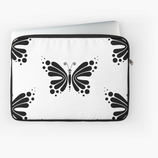 Hypnotic Butterfly B&W - Shee Vector Pattern Laptop Sleeve