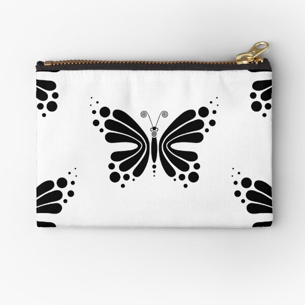 Hypnotic Butterfly B&W - Shee Vector Pattern Zipper Pouch