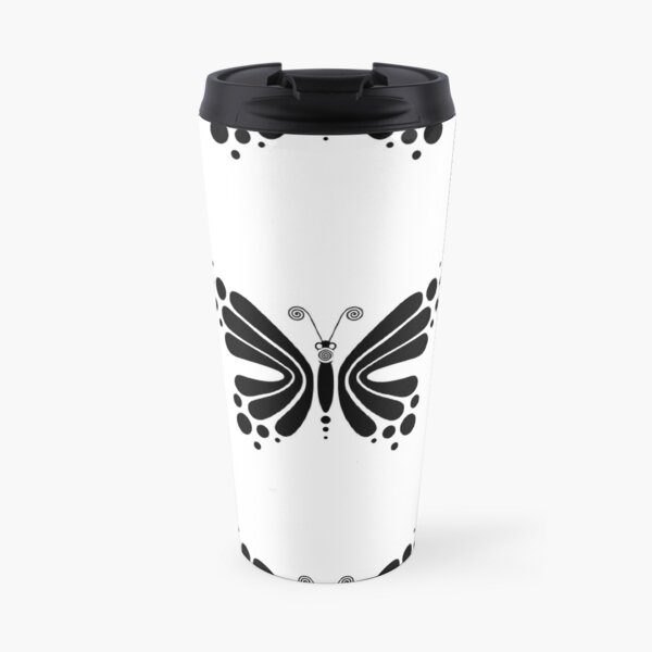 Hypnotic Butterfly B&W - Shee Vector Pattern Travel Mug
