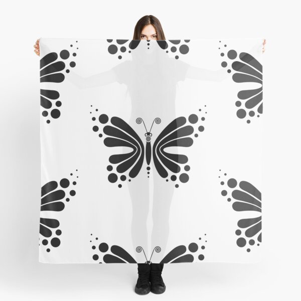 Hypnotic Butterfly B&W - Shee Vector Pattern Scarf