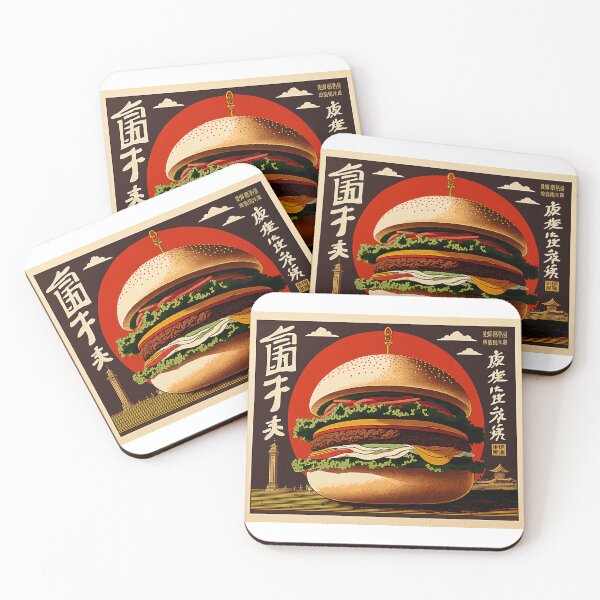 Item preview, Ukiyoe Burger: A Traditional Japanese Woodblock Print of a Hamburger in the Ukiyoe Style. designed and sold by BotTastic.