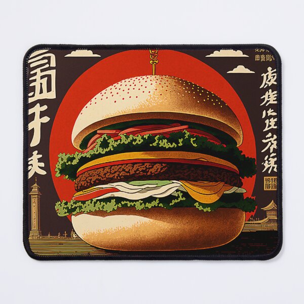 Item preview, Ukiyoe Burger: A Traditional Japanese Woodblock Print of a Hamburger in the Ukiyoe Style. designed and sold by BotTastic.
