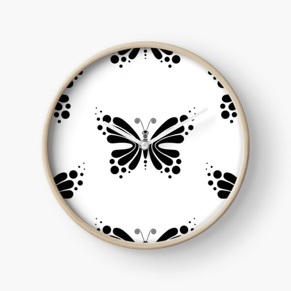 Hypnotic Butterfly B&W - Shee Vector Pattern Clock