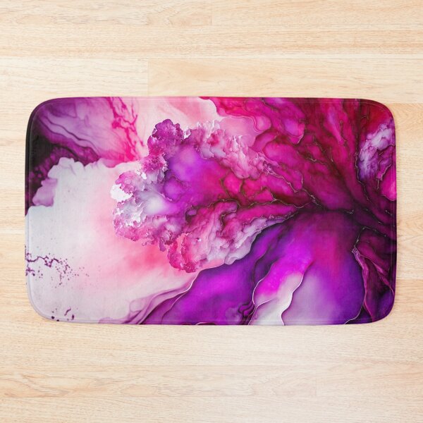 Item preview, Dynamic watercolor liquid marble design in magenta and white designed and sold by venella.