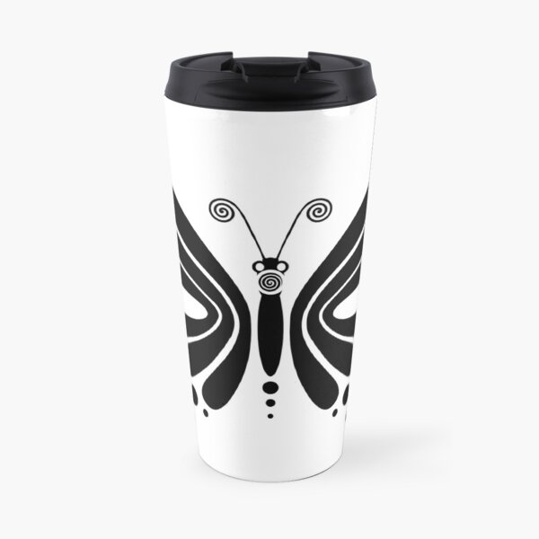 Hypnotic Butterfly B&W - Shee Vector Shape Travel Mug