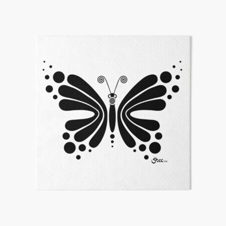 Hypnotic Butterfly B&W - Shee Vector Shape Art Board Print