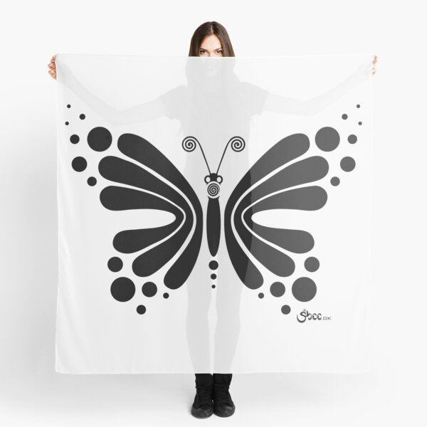 Hypnotic Butterfly B&W - Shee Vector Shape Scarf