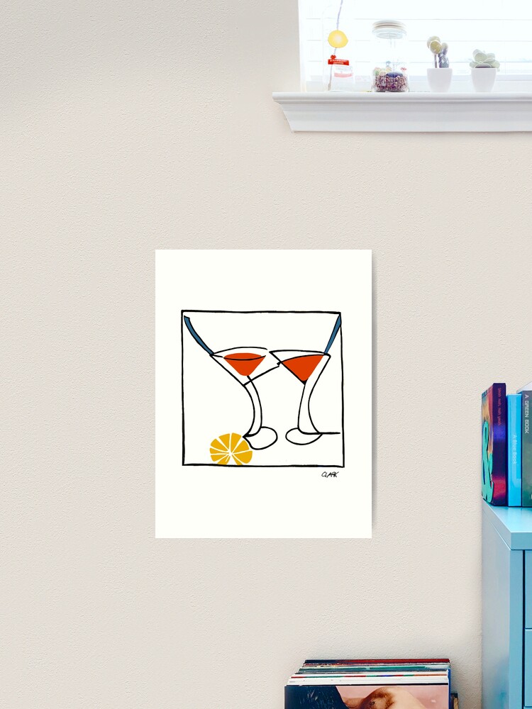 Abstract Martini Glasses Colorful- Original Print Design  Poster