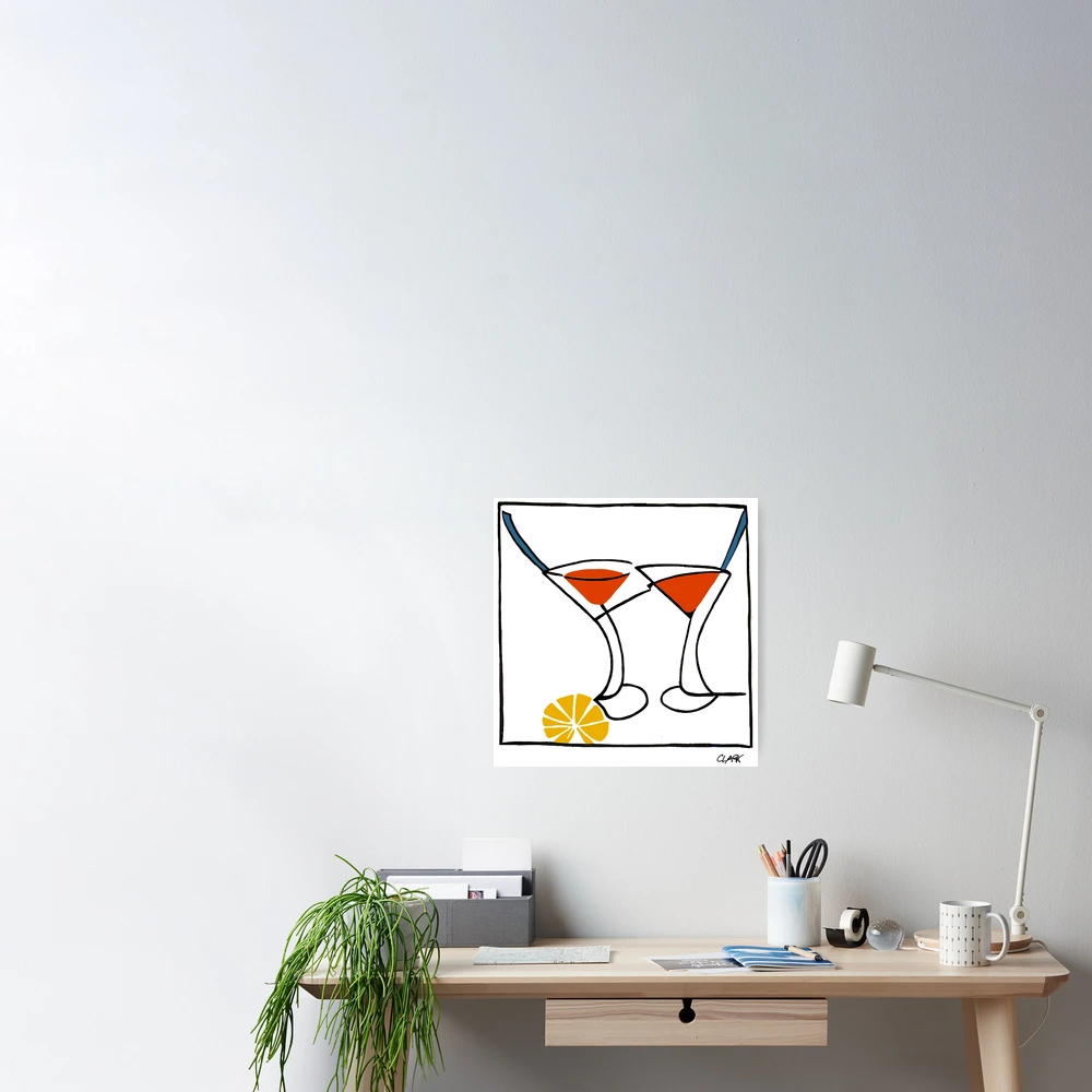 Abstract Martini Glasses Colorful- Original Print Design  Poster