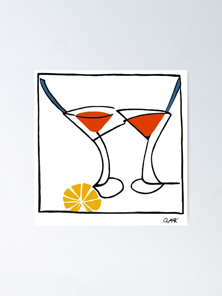 Abstract Martini Glasses Colorful- Original Print Design  Poster