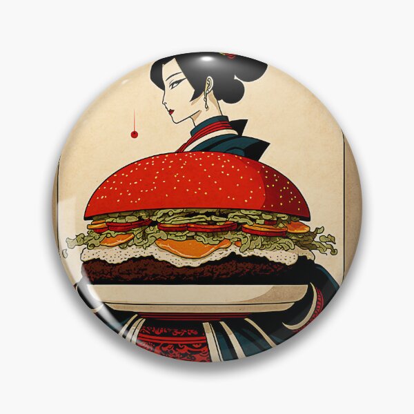Item preview, Ukiyoe Burger: A Traditional Japanese Woodblock Print of a Hamburger in the Ukiyoe Style. designed and sold by BotTastic.