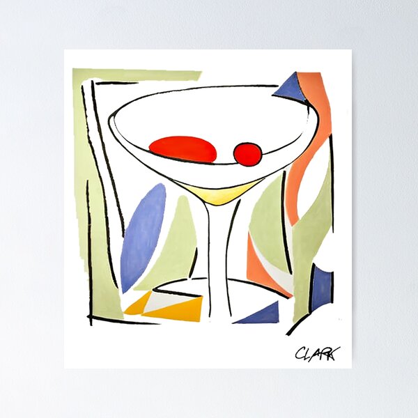 Abstract Martini Glasses Colorful- Original Print Design  Poster